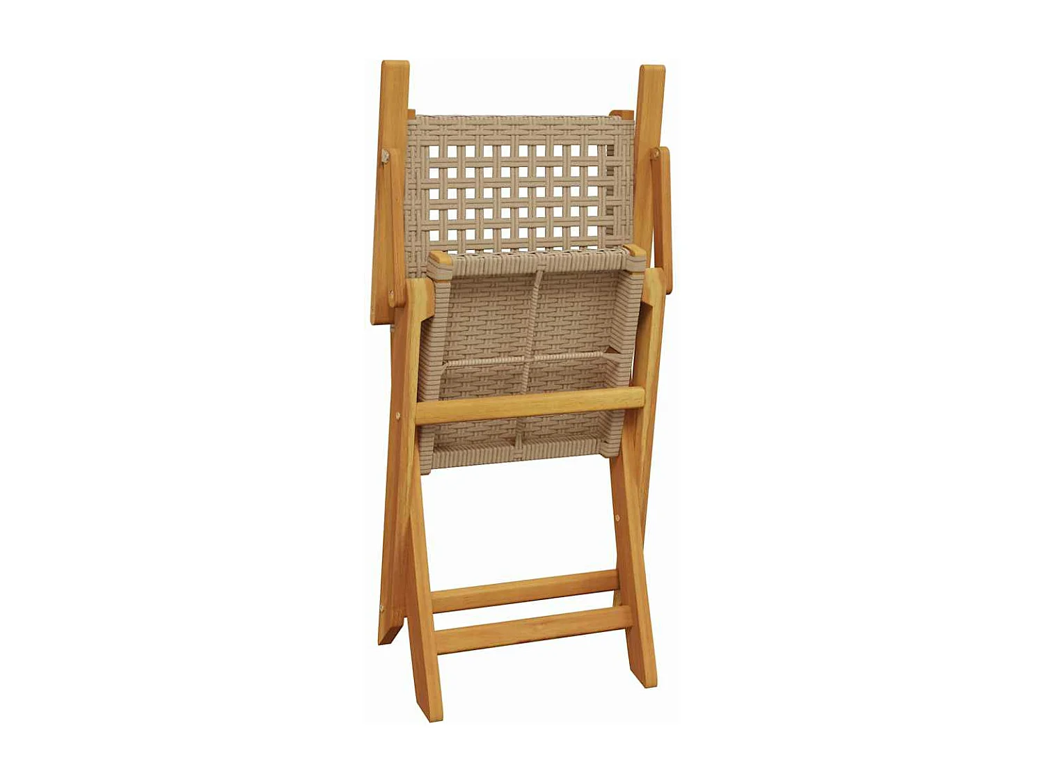 Chaises de jardin pliantes lot de 8 beige rotin et bois massif