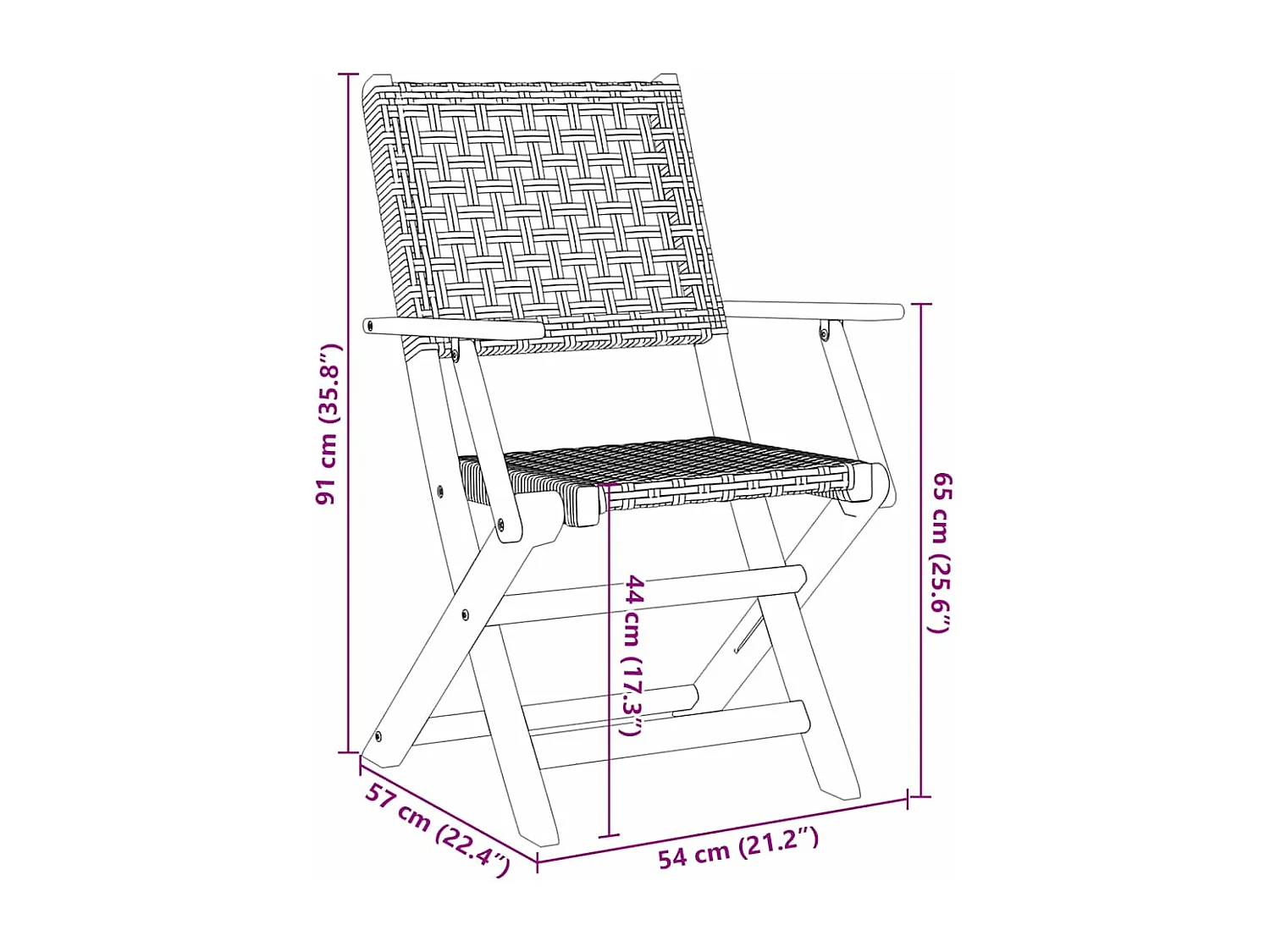 Chaises de jardin pliantes lot de 8 beige rotin et bois massif