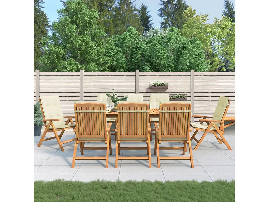 Cadeiras de jardim reclináveis com almofadões 8 peças teca maciça