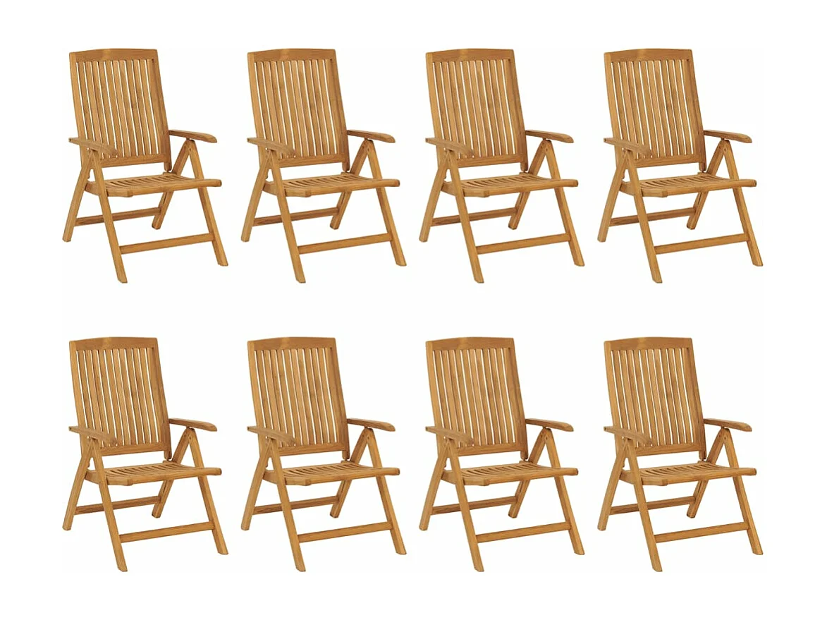 Cadeiras de jardim reclináveis com almofadões 8 peças teca maciça