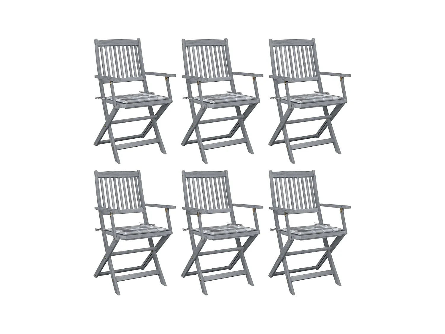 Chaises pliables d'extérieur 6 pièces avec coussins Bois d'acacia