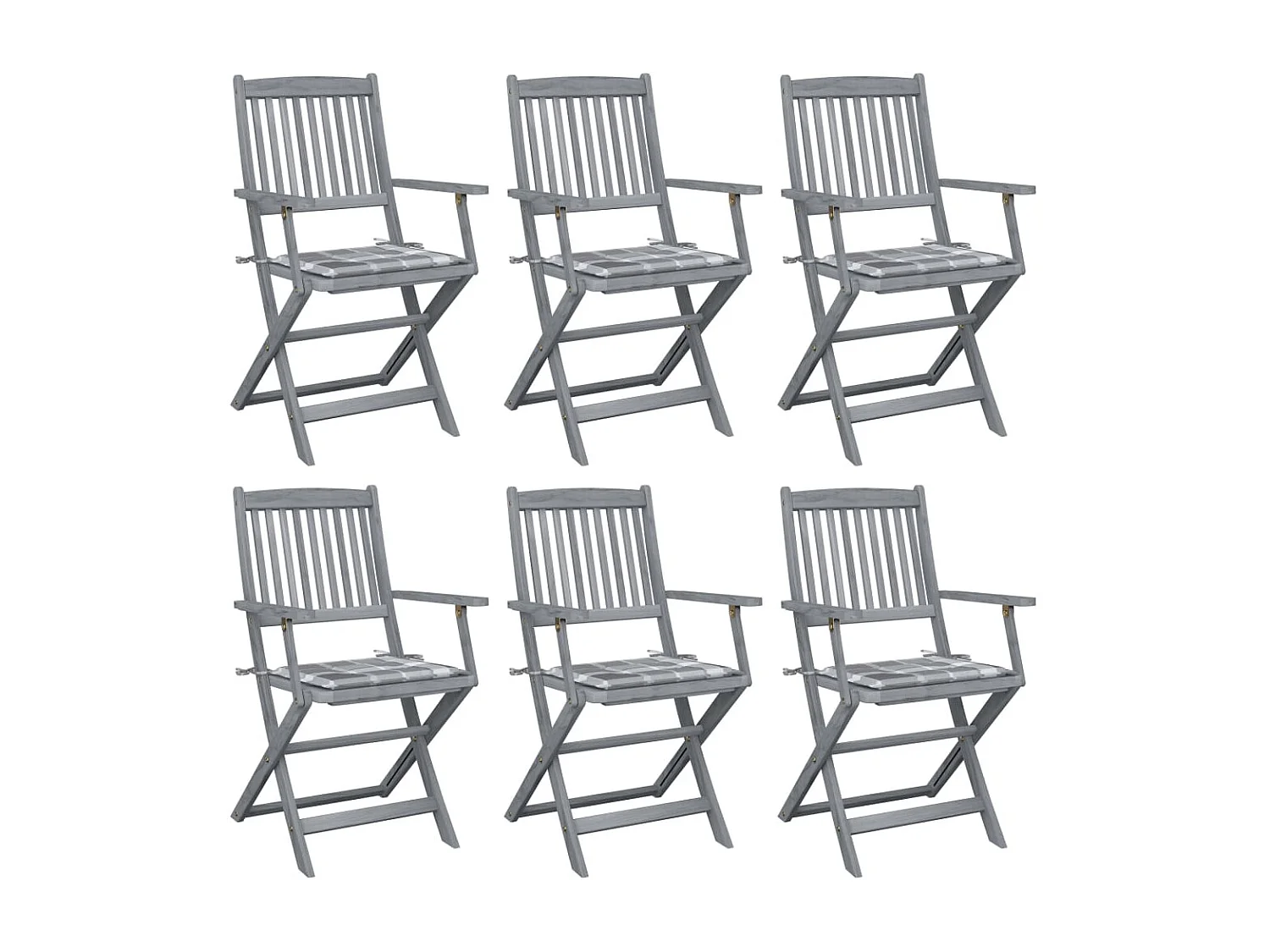 Chaises pliables d'extérieur 6 pièces avec coussins Bois d'acacia