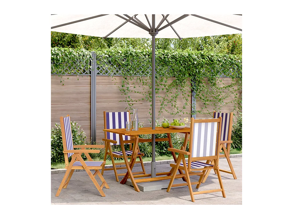 Chaises inclinables de jardin lot de 4 tissu et bois massif