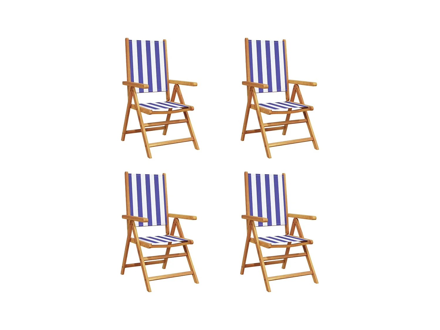 Chaises inclinables de jardin lot de 4 tissu et bois massif