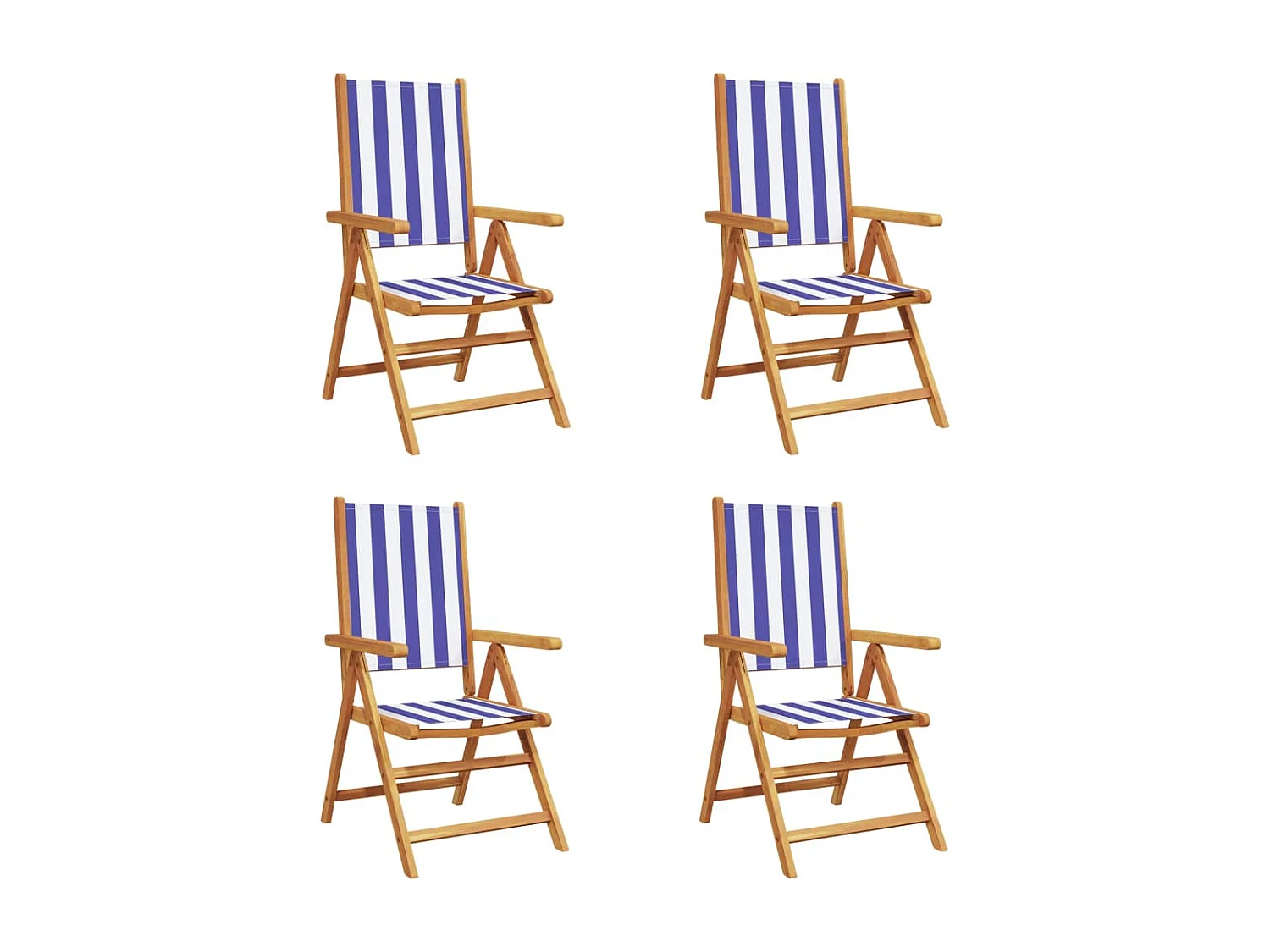 Chaises inclinables de jardin lot de 4 tissu et bois massif