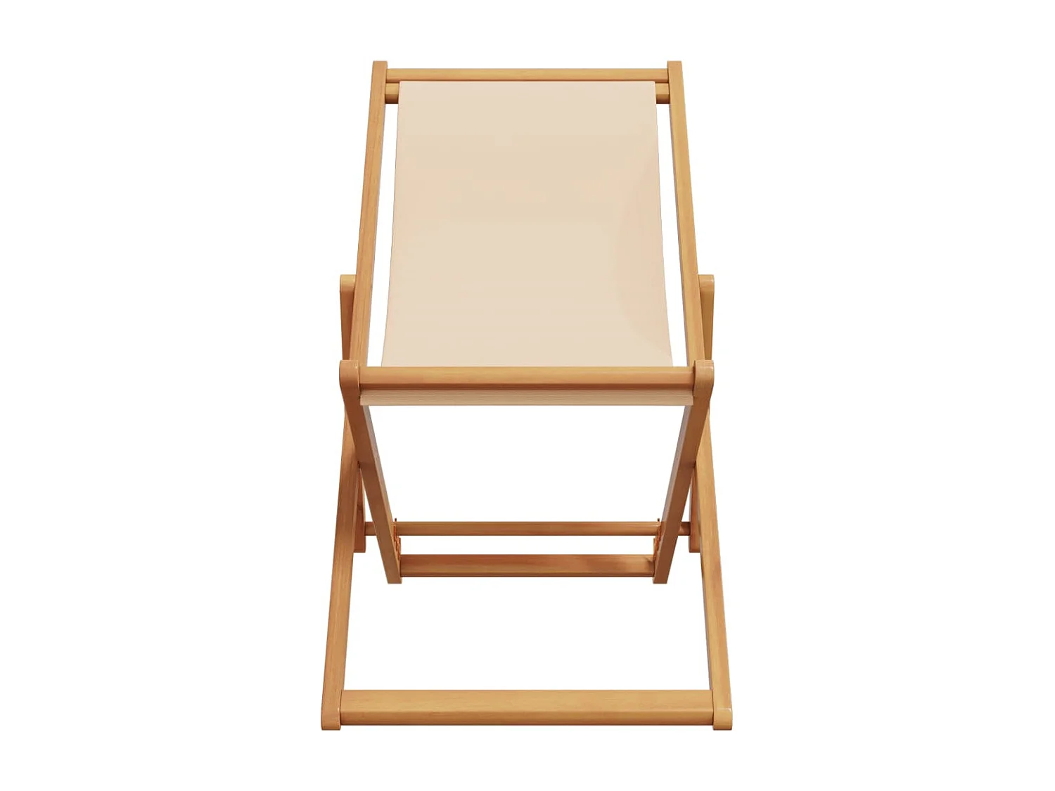 Silla de playa plegable madera maciza de eucalipto y tela beige