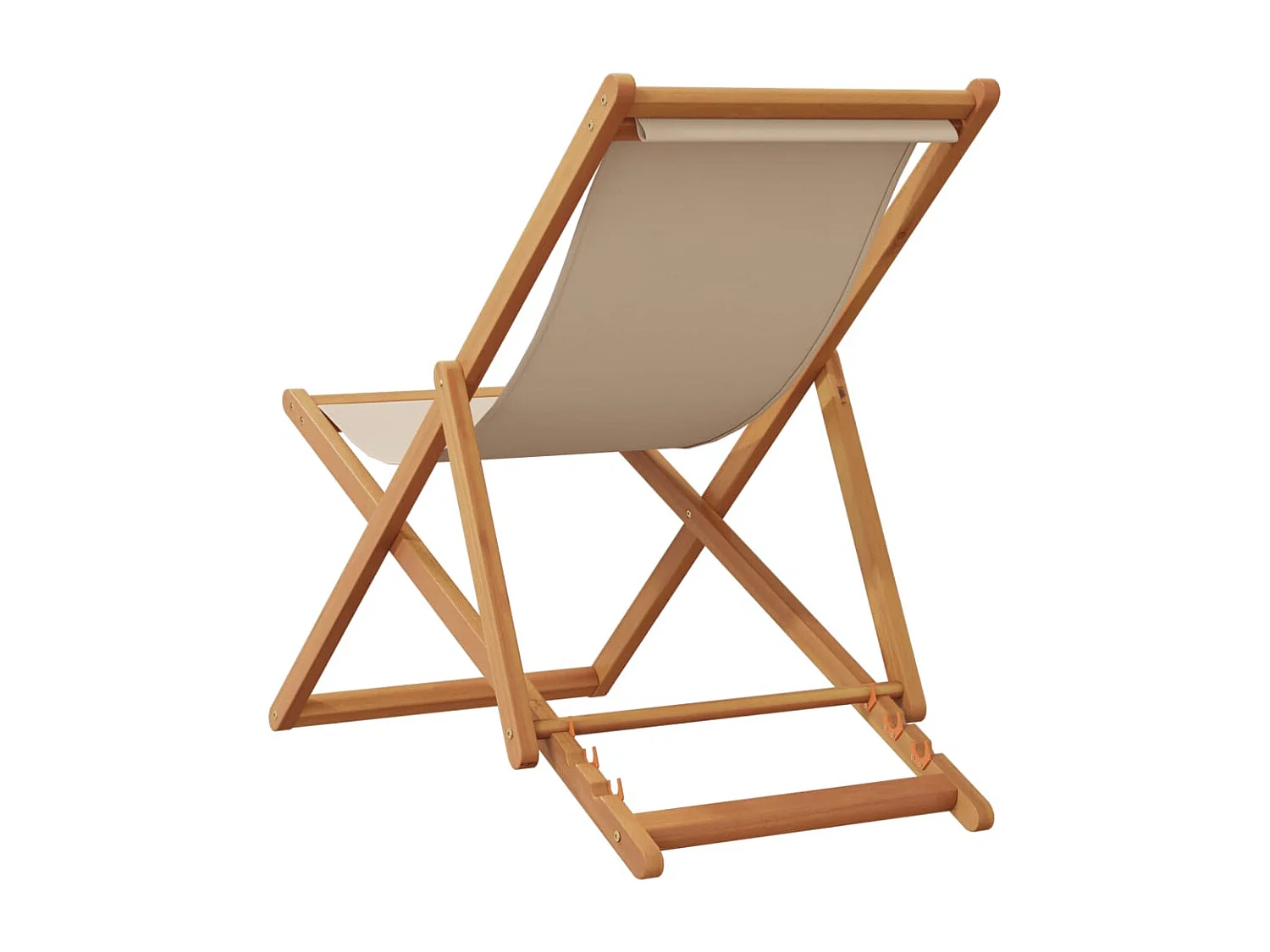 Silla de playa plegable madera maciza de eucalipto y tela beige