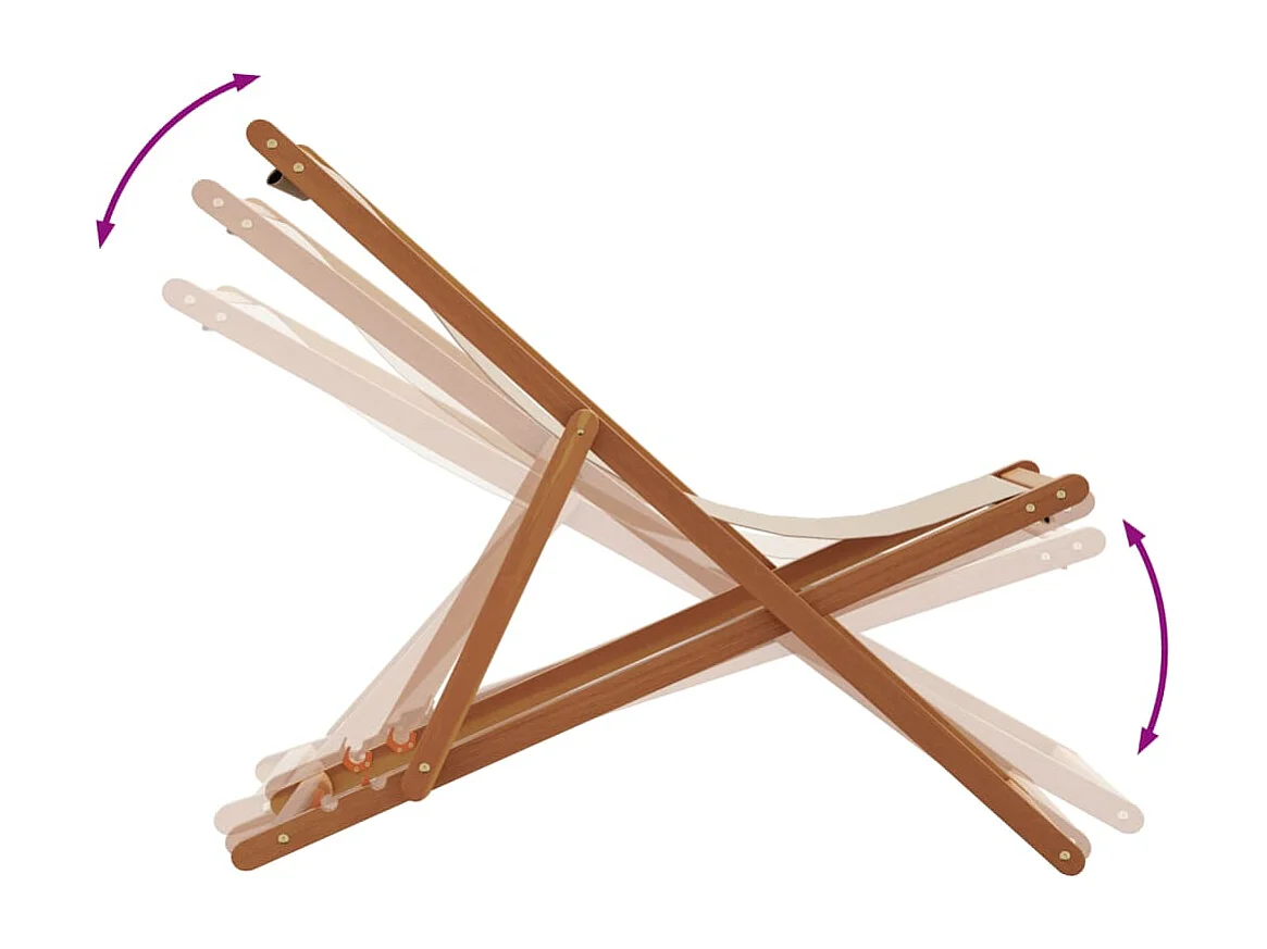 Silla de playa plegable madera maciza de eucalipto y tela beige