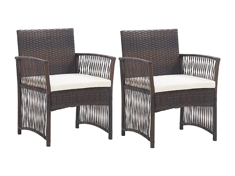 Fauteuils de jardin avec coussins 2 pièces Marron Résine tressée