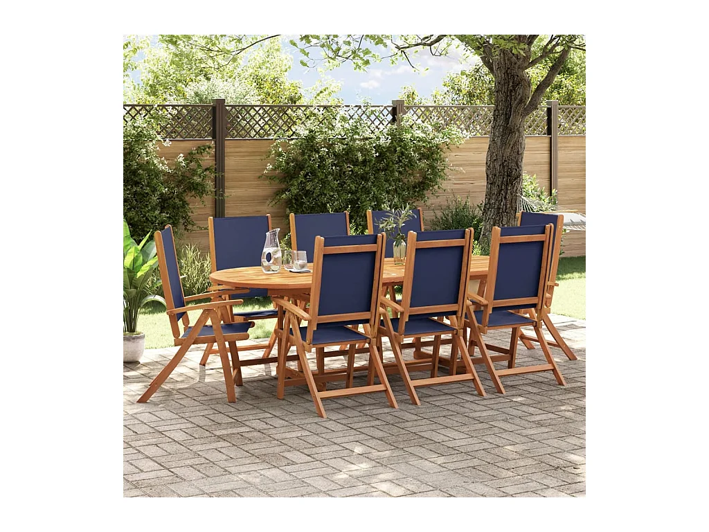 Chaises pliables de jardin lot de 8 bois d'acacia et textilène