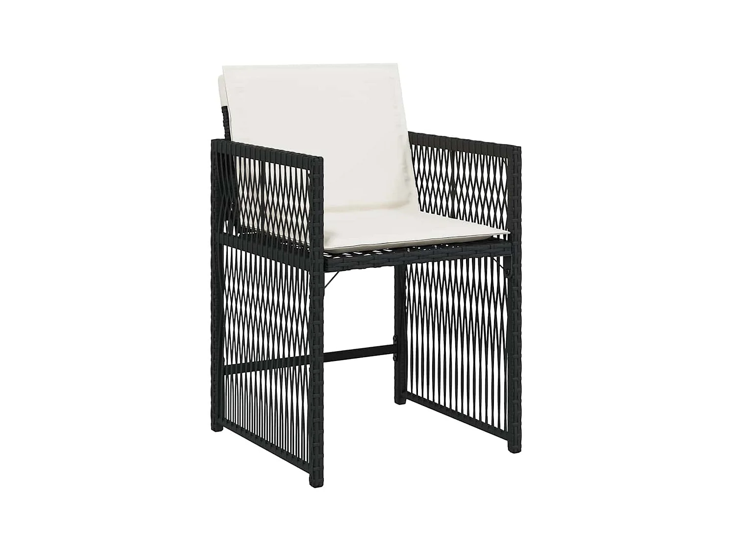 Tuinstoelen 4 stukkenmet kussens poly rattan zwart