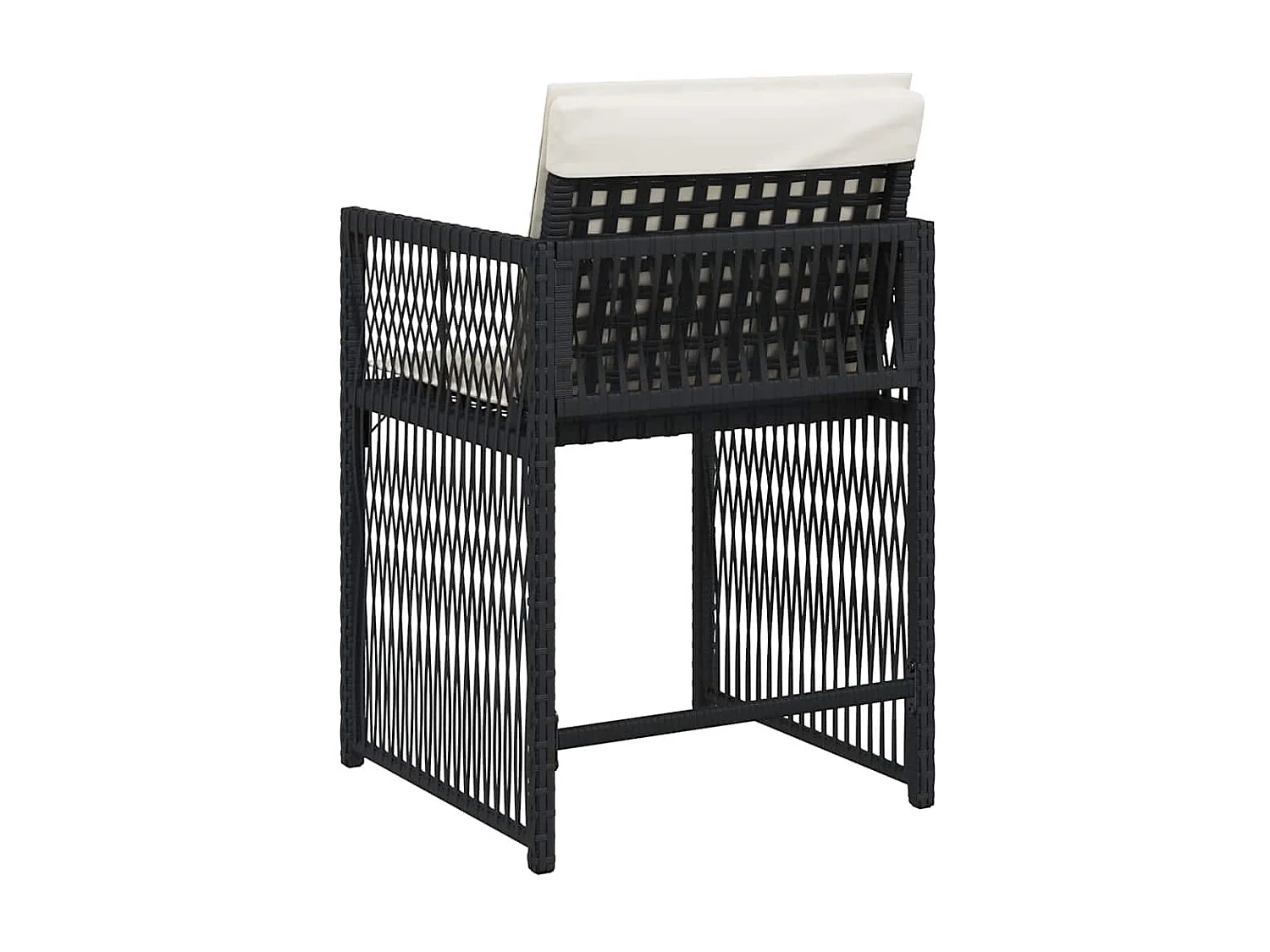 Chaises de jardin lot de 4 avec coussins noir résine tressée