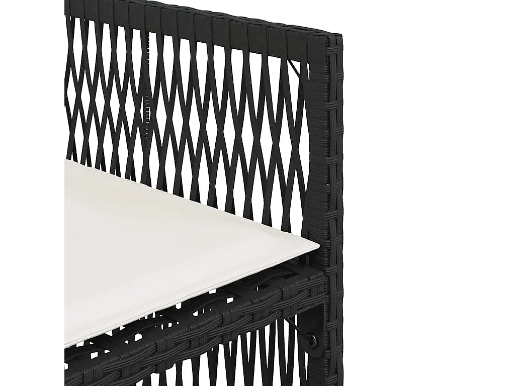 Chaises de jardin lot de 4 avec coussins noir résine tressée