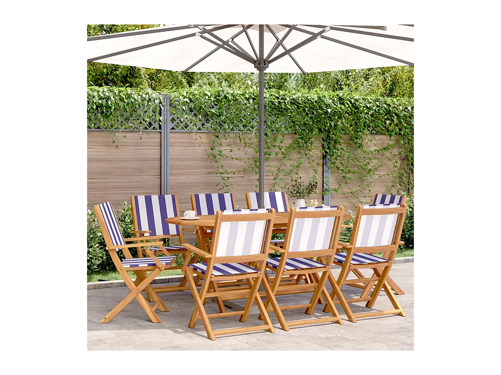 Chaises de jardin pliantes lot de 8 tissu et bois massif