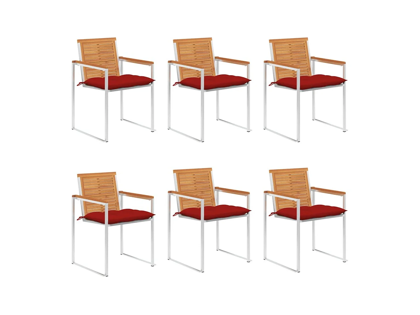 Tuinstoelen 6 st met kussens massief acaciahout