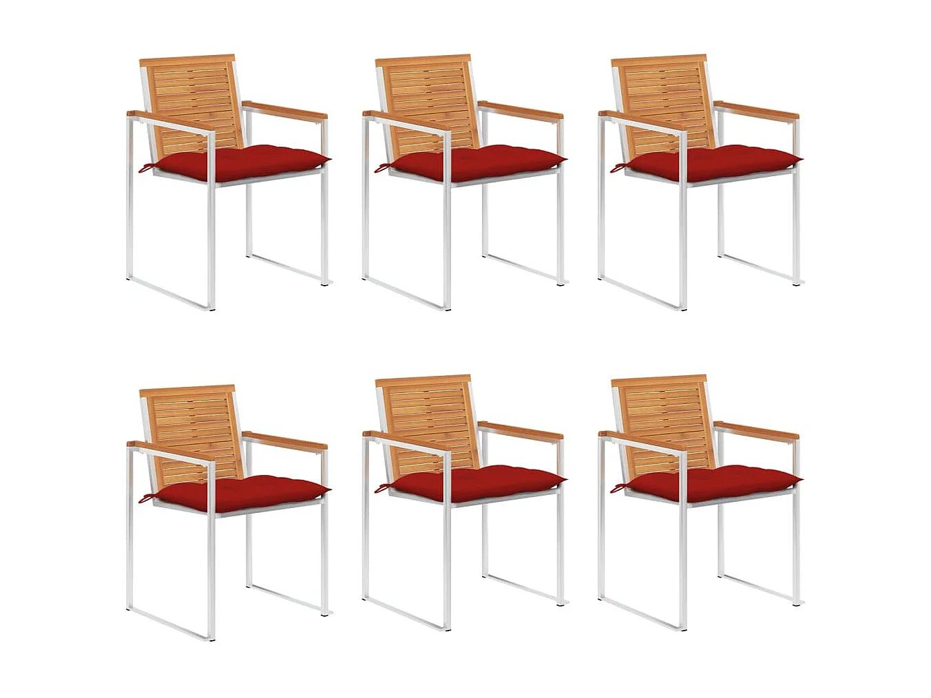 Chaises de jardin 6 pièces avec coussins Bois d'acacia solide