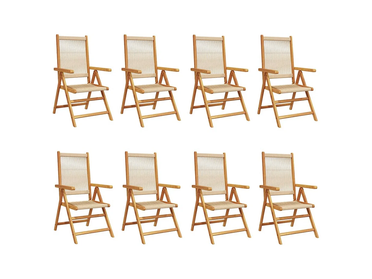 Sillas de jardín reclinables 8 unidades madera maciza acacia beige