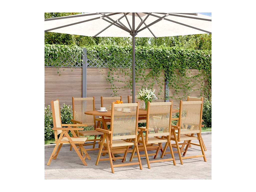 Chaises inclinables de jardin lot de 8 beige bois massif acacia