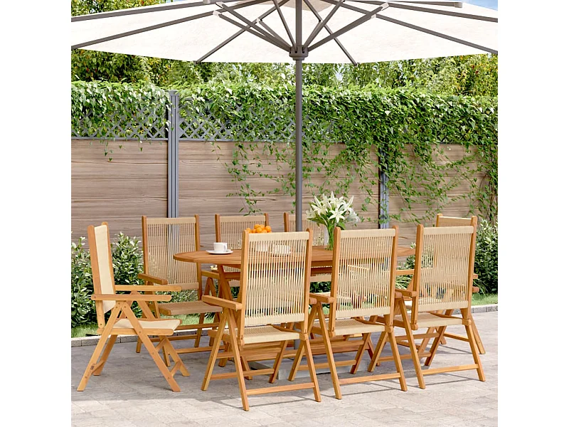 Tuinstoelen 8 st verstelbaar massief acaciahout beige