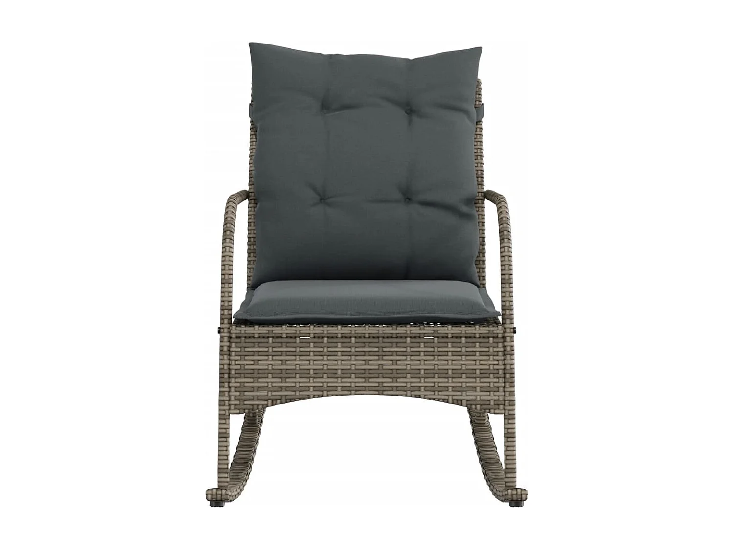 Chaise à bascule de jardin avec coussins gris résine tressée