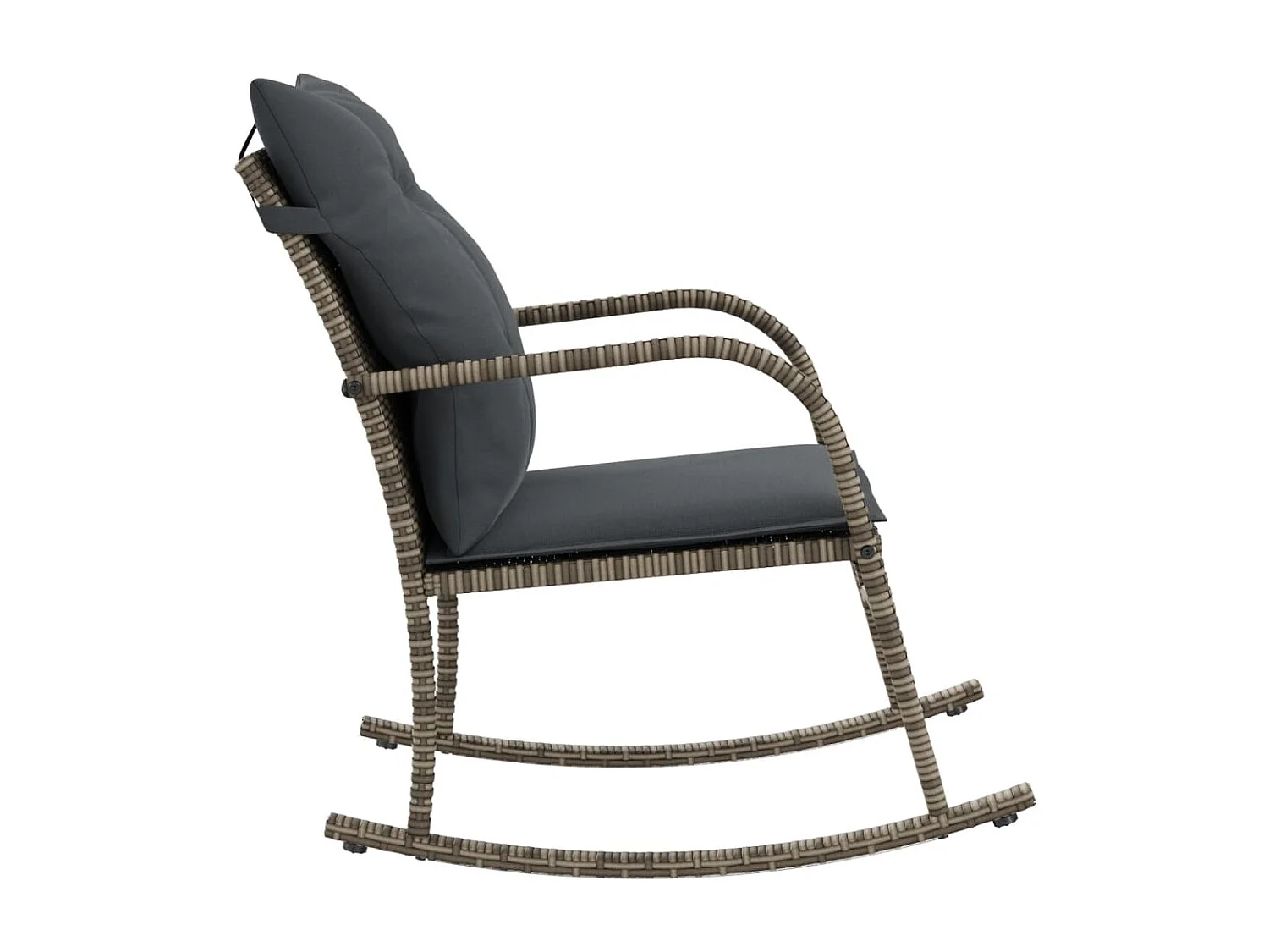 Chaise à bascule de jardin avec coussins gris résine tressée