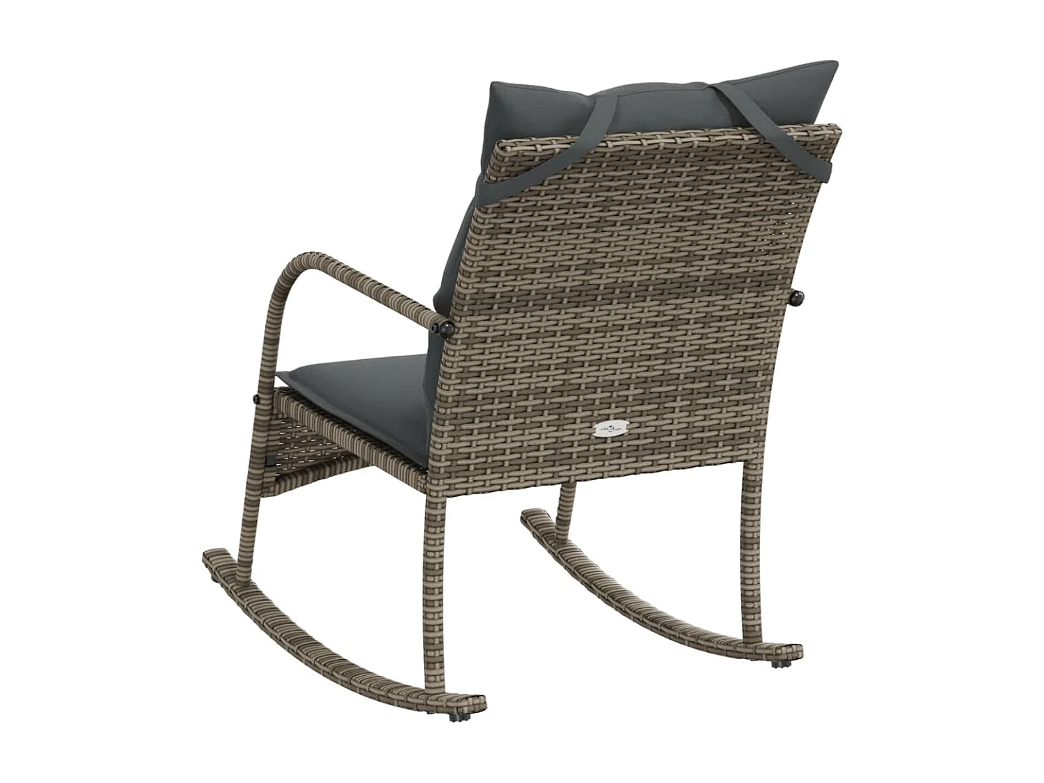 Chaise à bascule de jardin avec coussins gris résine tressée