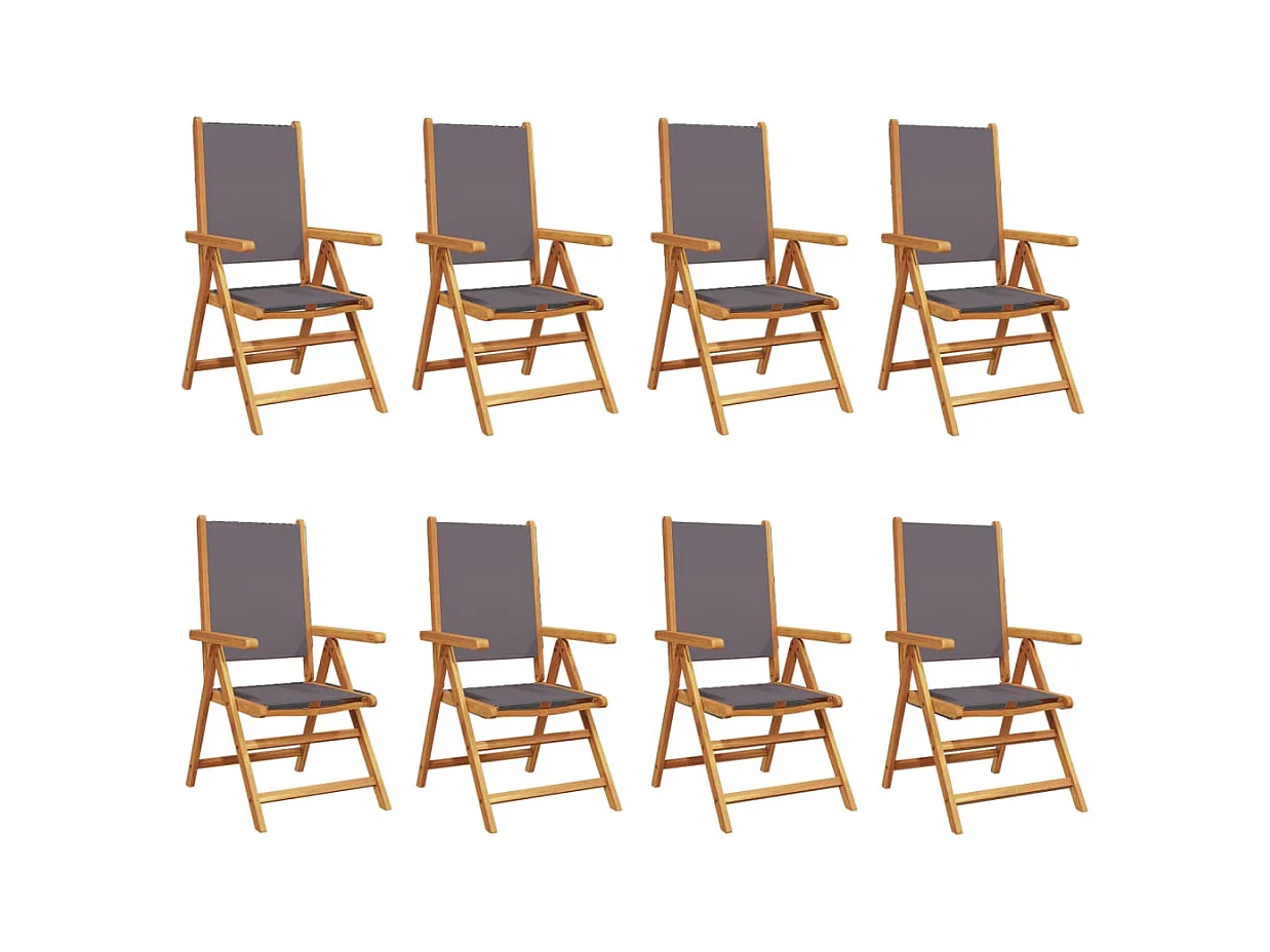Sillas de jardín reclinables 8 unidades tela madera maciza antracita
