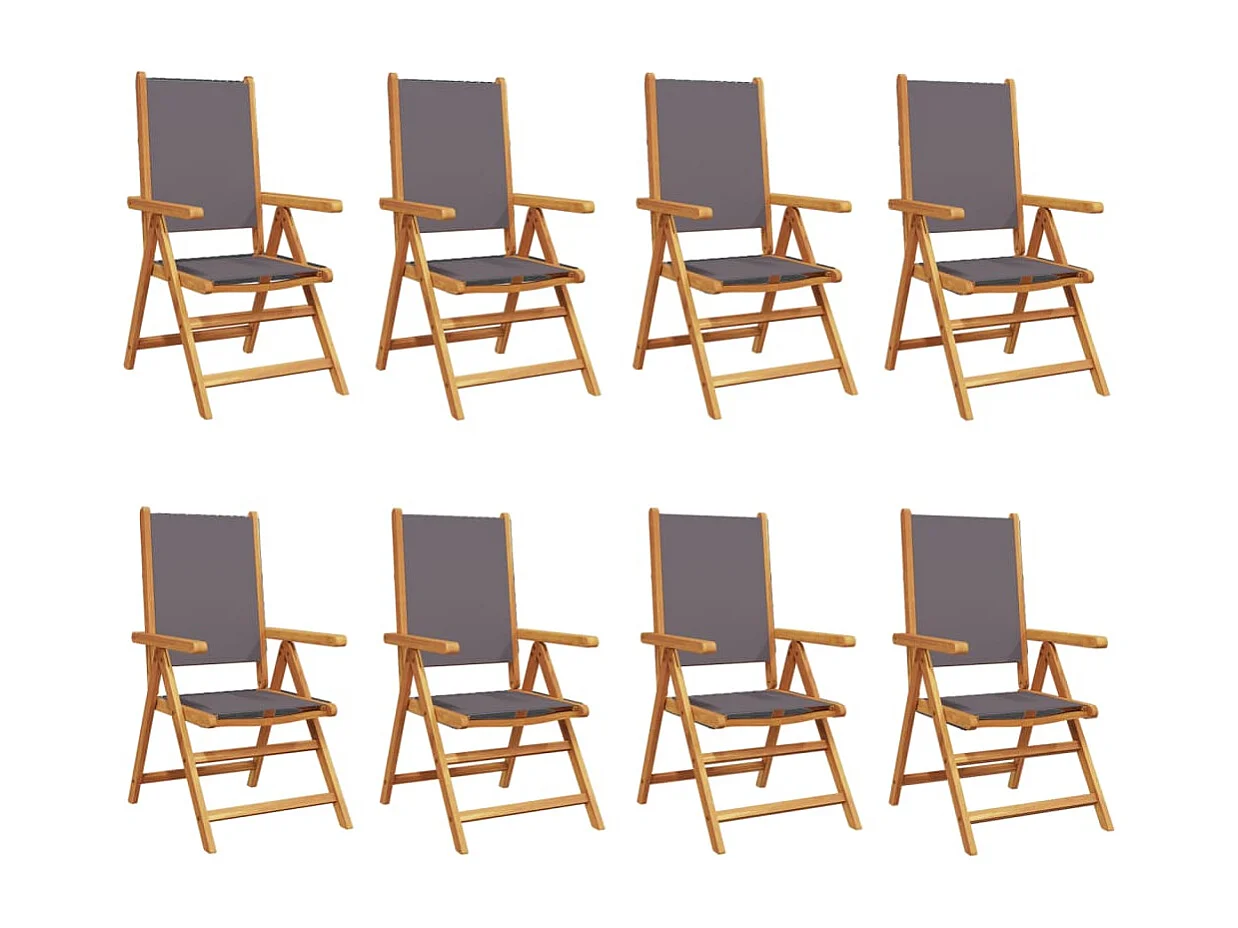 Chaises inclinables de jardin lot de 8 tissu et bois massif