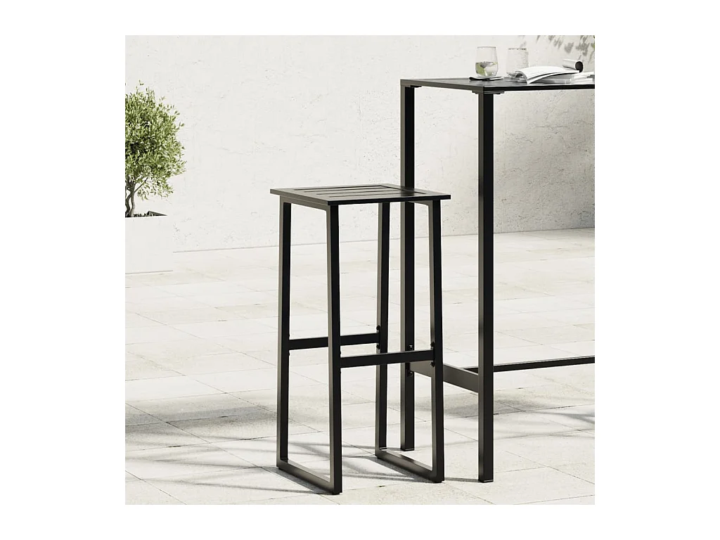 Tabourets de bar lot de 4 noir acier enduit de poudre