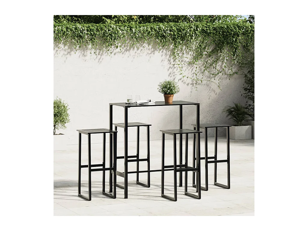 Tabourets de bar lot de 4 noir acier enduit de poudre