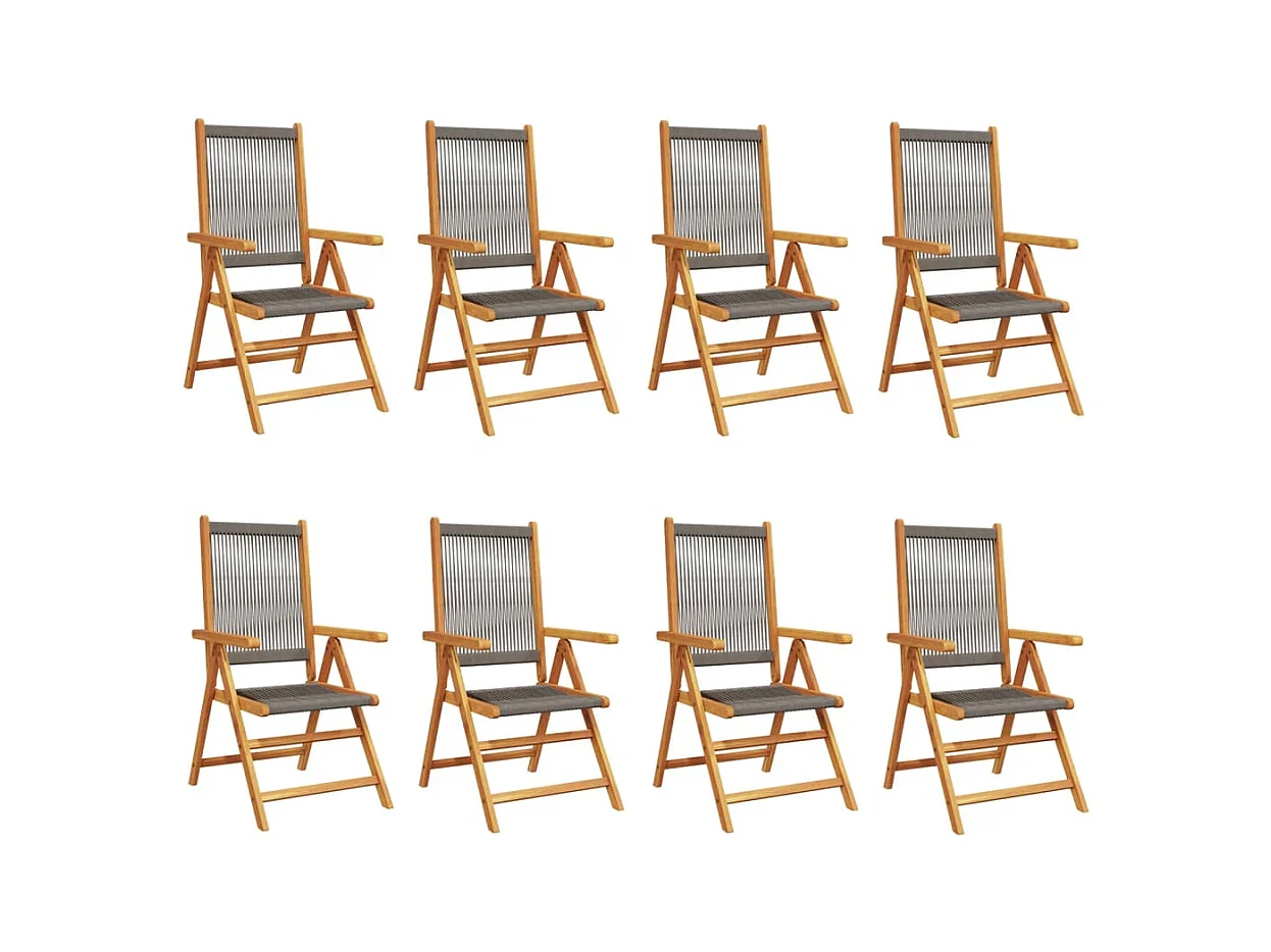 Chaises inclinables de jardin lot de 8 gris bois massif acacia