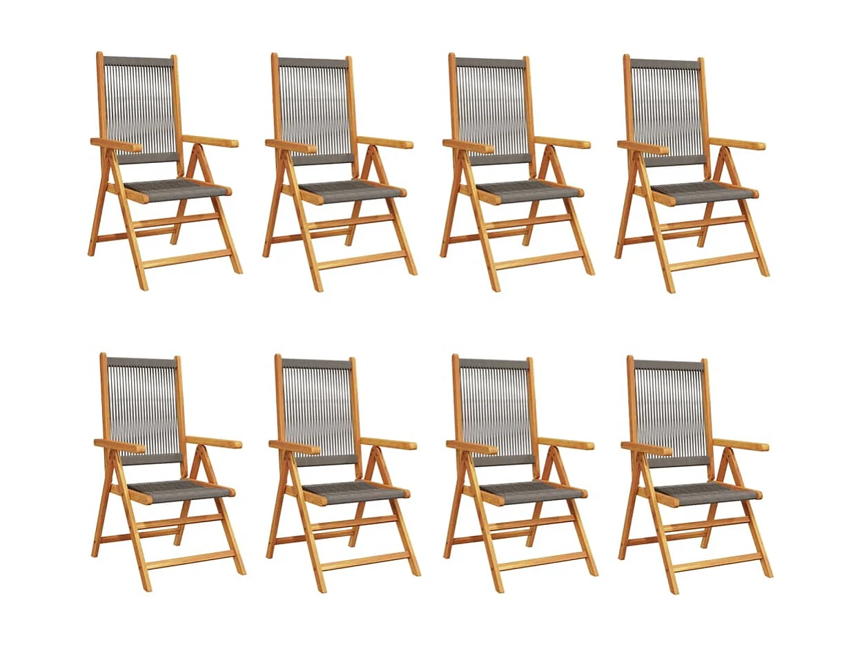 Chaises inclinables de jardin lot de 8 gris bois massif acacia