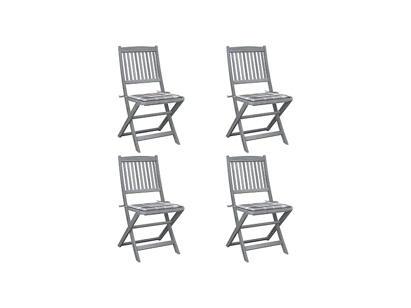 Sillas de jardín plegables 4 unidades madera maciza acacia y cojines