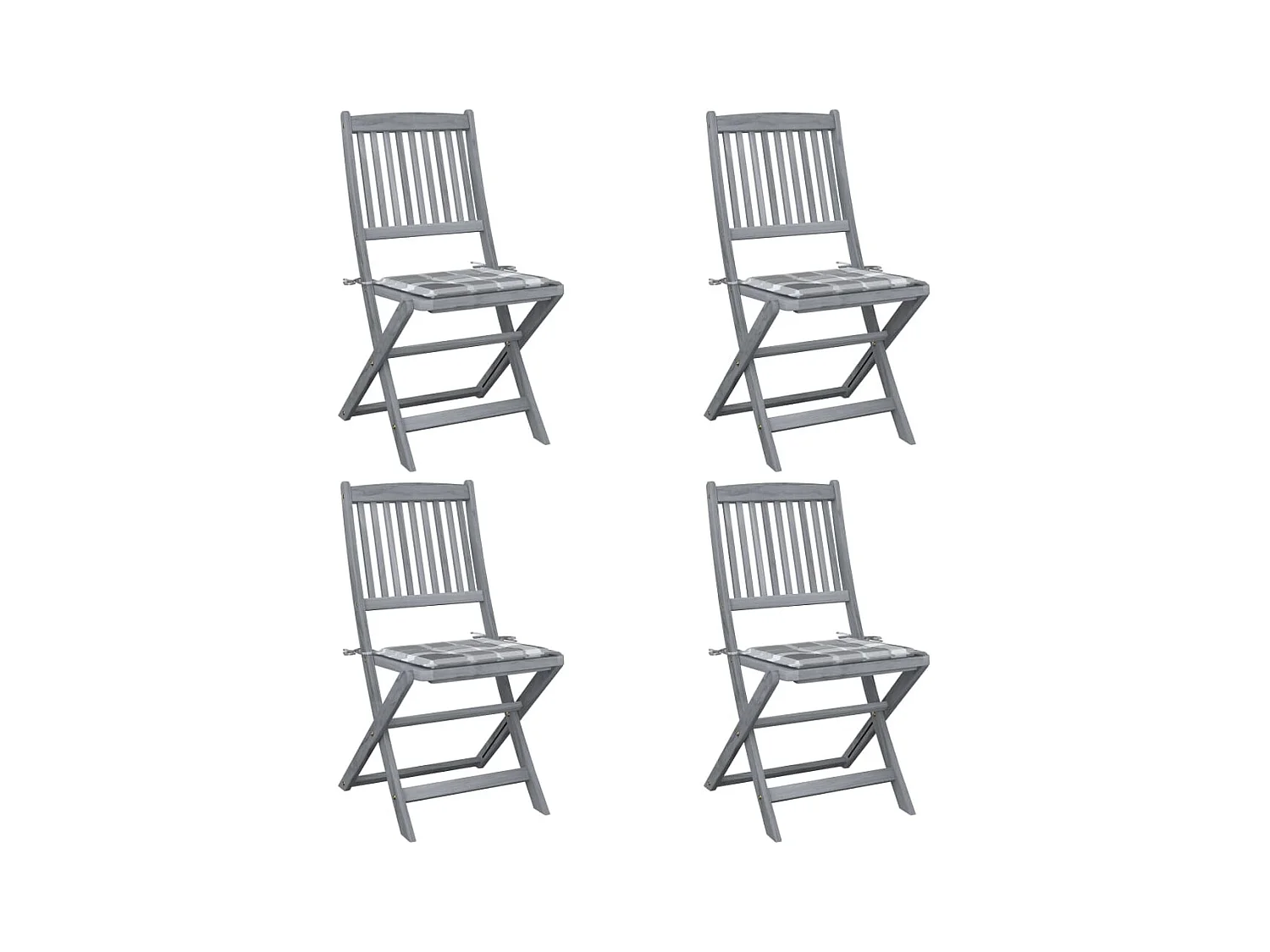Chaises pliables d'extérieur 4 pièces avec coussins Bois d'acacia