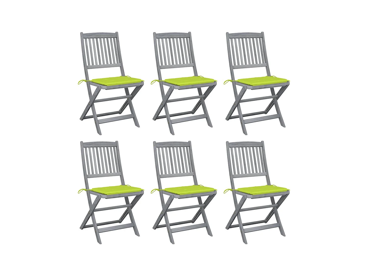 Chaises pliables d'extérieur 6 pièces avec coussins Bois d'acacia