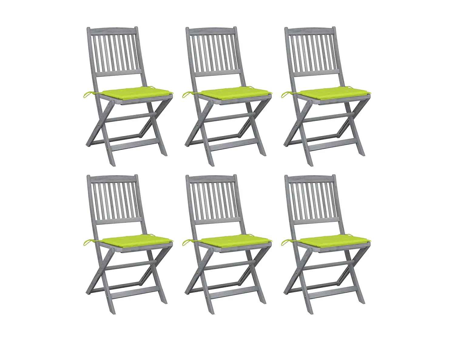 Chaises pliables d'extérieur 6 pièces avec coussins Bois d'acacia
