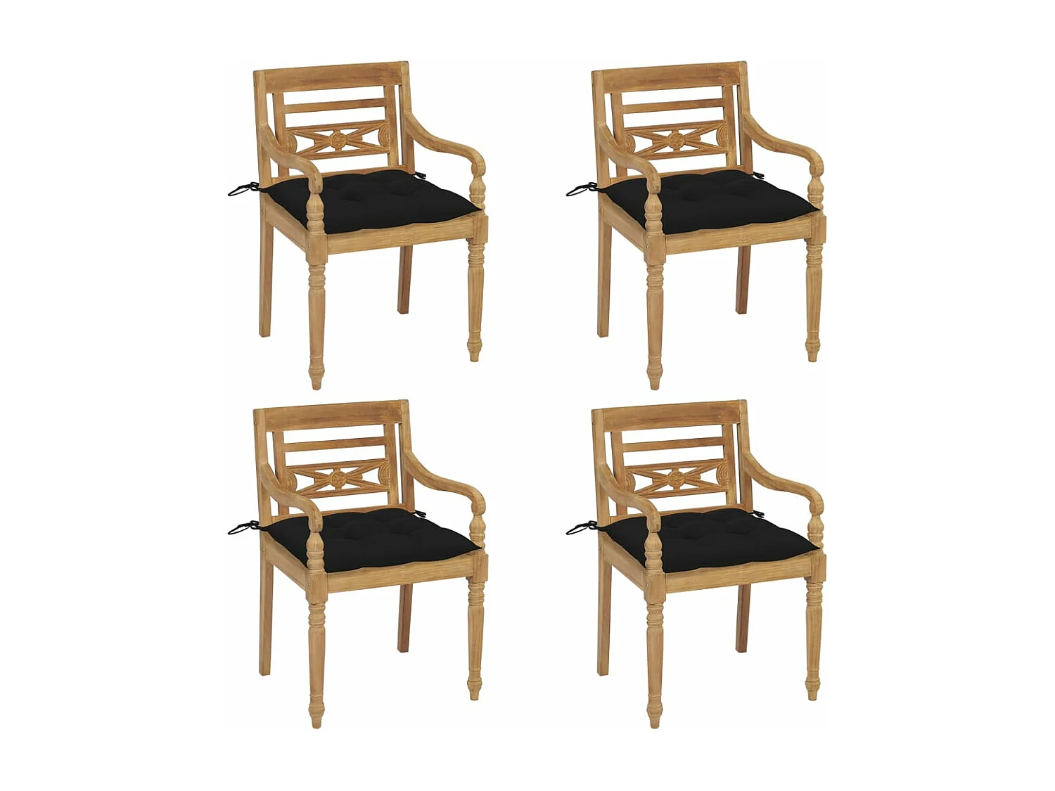 Cadeiras Batávia com almofadões 4 peças madeira de teca maciça