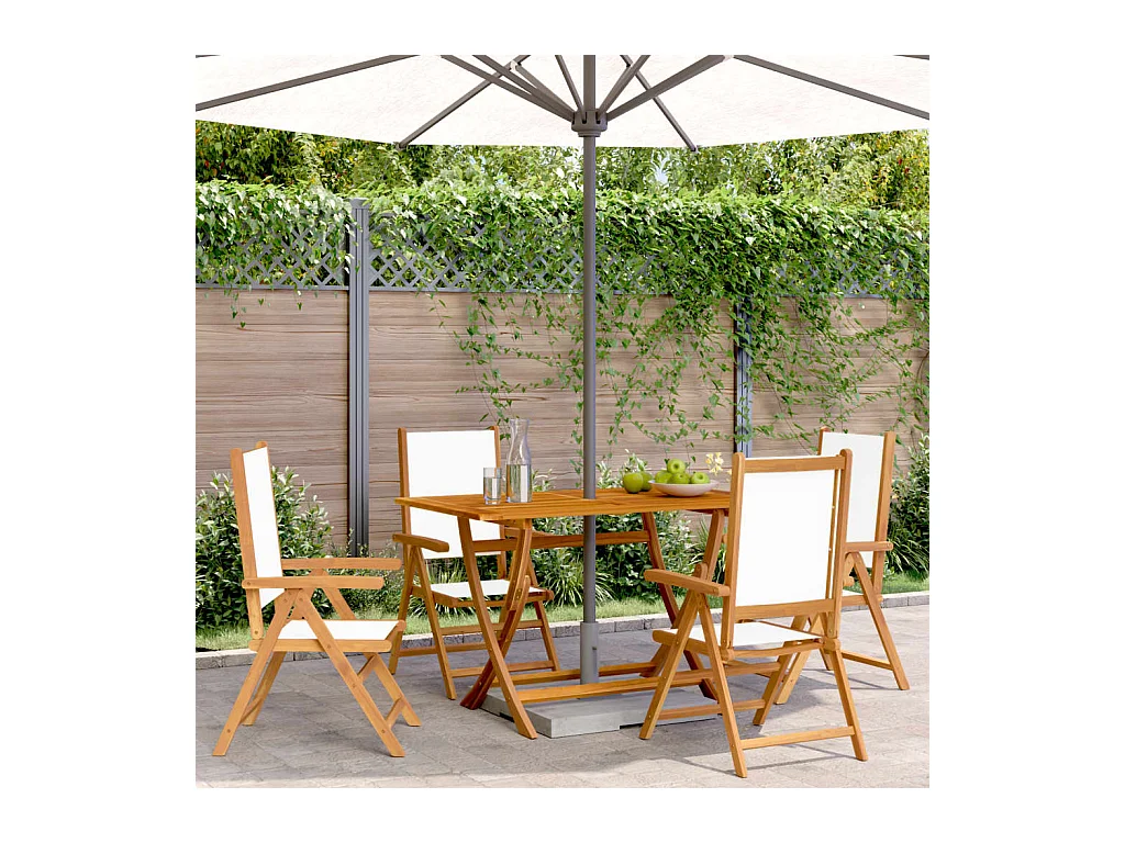 Chaises inclinables de jardin lot de 4 tissu et bois massif