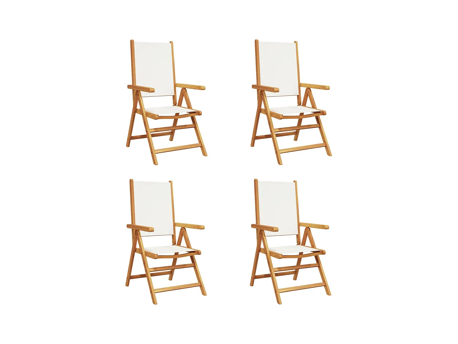 Chaises inclinables de jardin lot de 4 tissu et bois massif