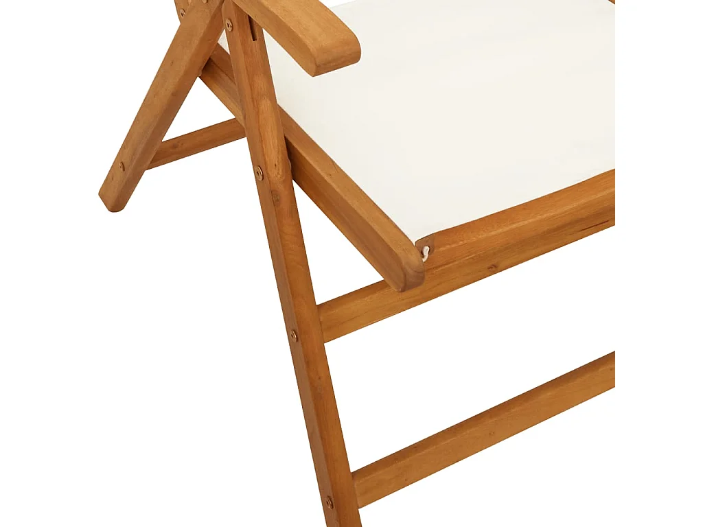 Sillas jardín reclinables 4 unidades tela madera maciza blanco crema