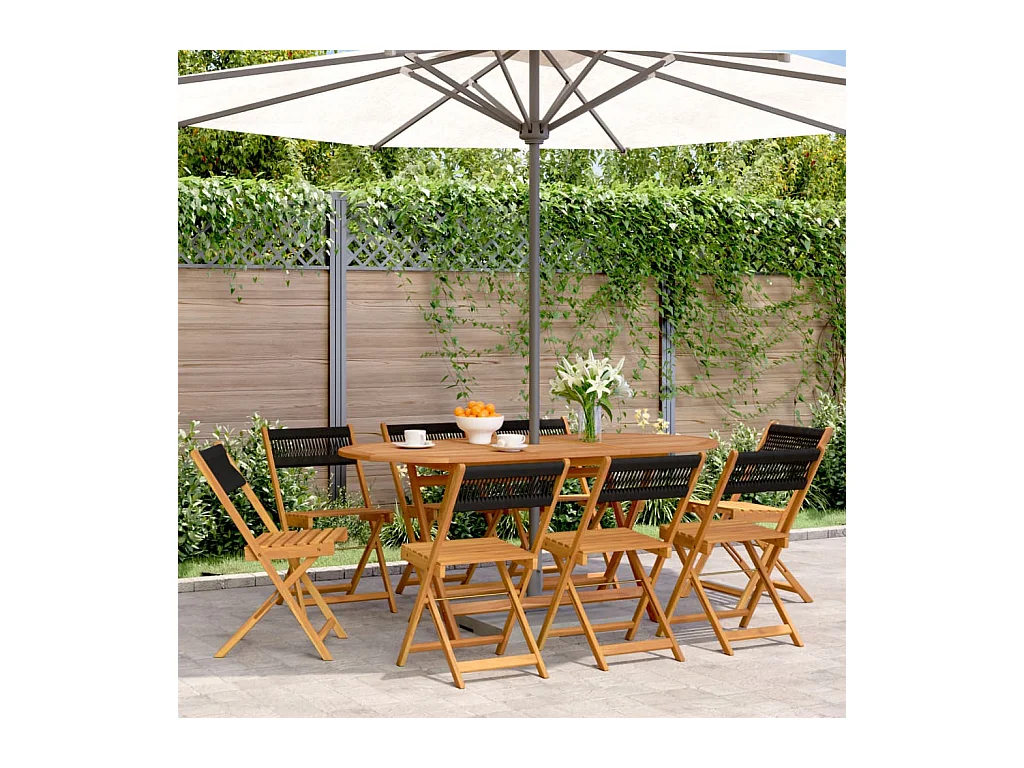 Chaises de jardin pliantes lot de 8 noir bois d'acacia massif