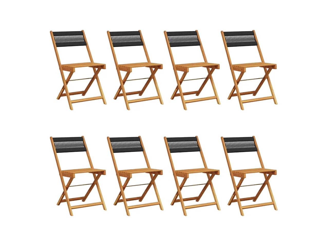 Chaises de jardin pliantes lot de 8 noir bois d'acacia massif