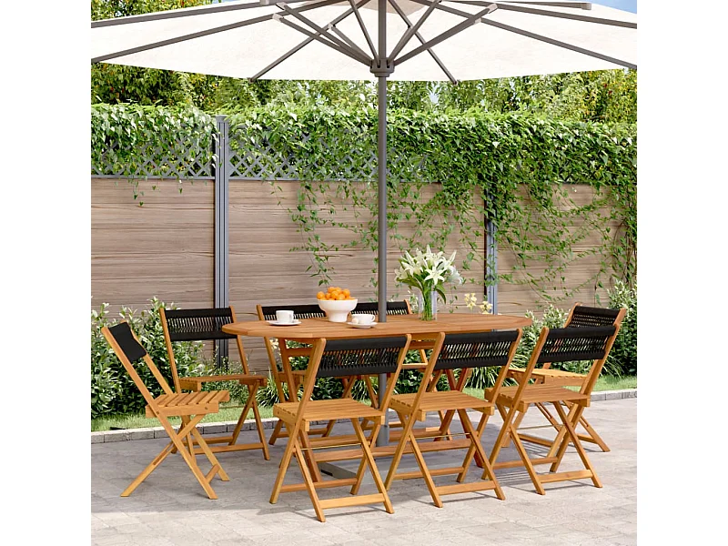 Chaises de jardin pliantes lot de 8 noir bois d'acacia massif