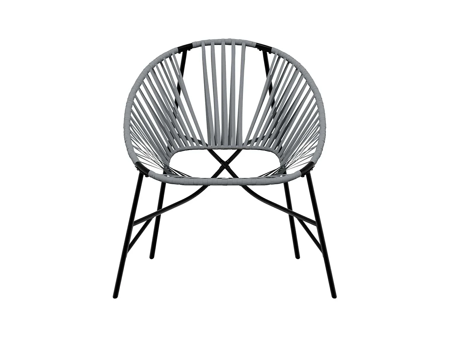Lot de 3 Chaise de jardin noir et gris clair résine tressée