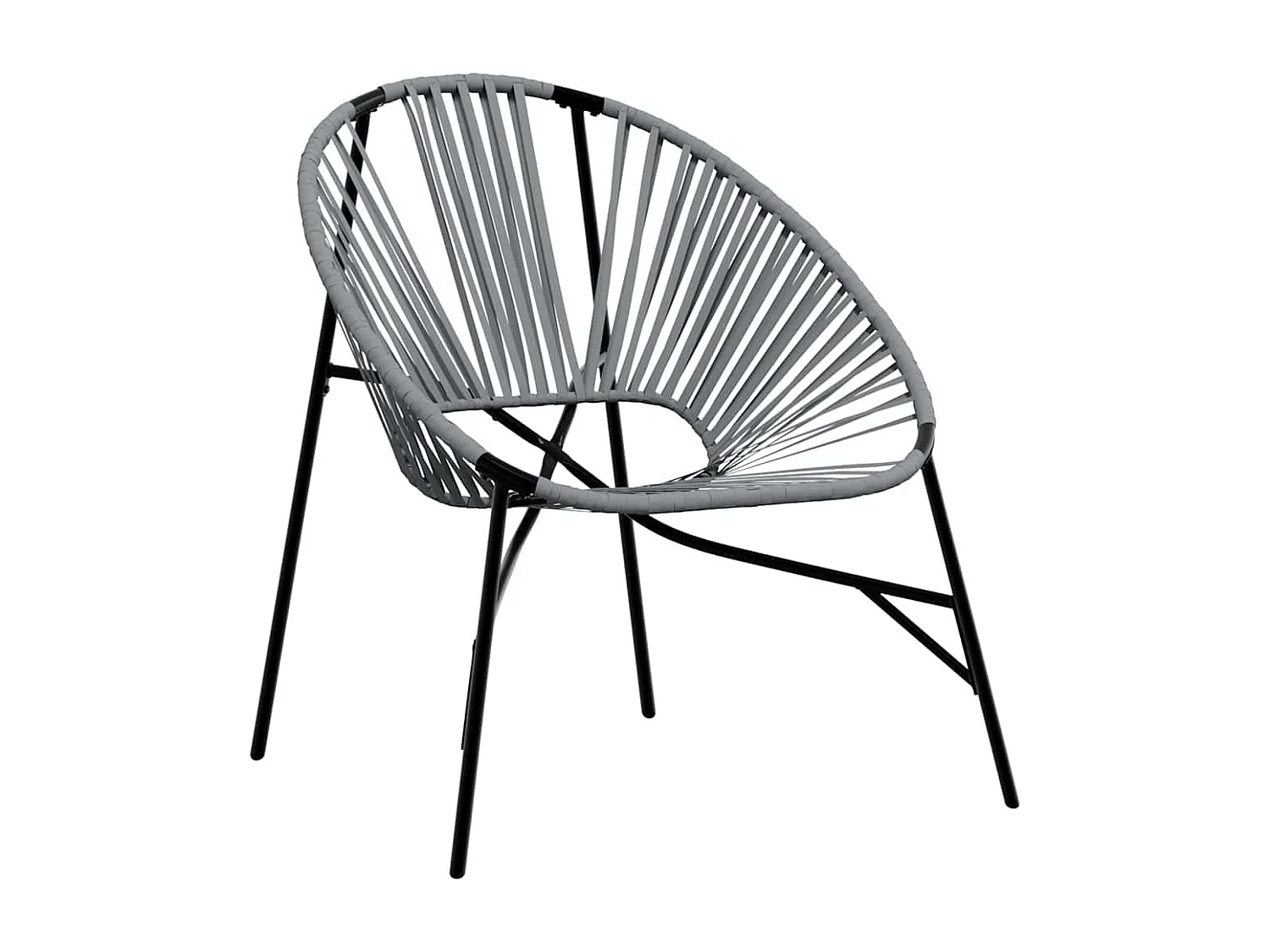 Lot de 3 Chaise de jardin noir et gris clair résine tressée