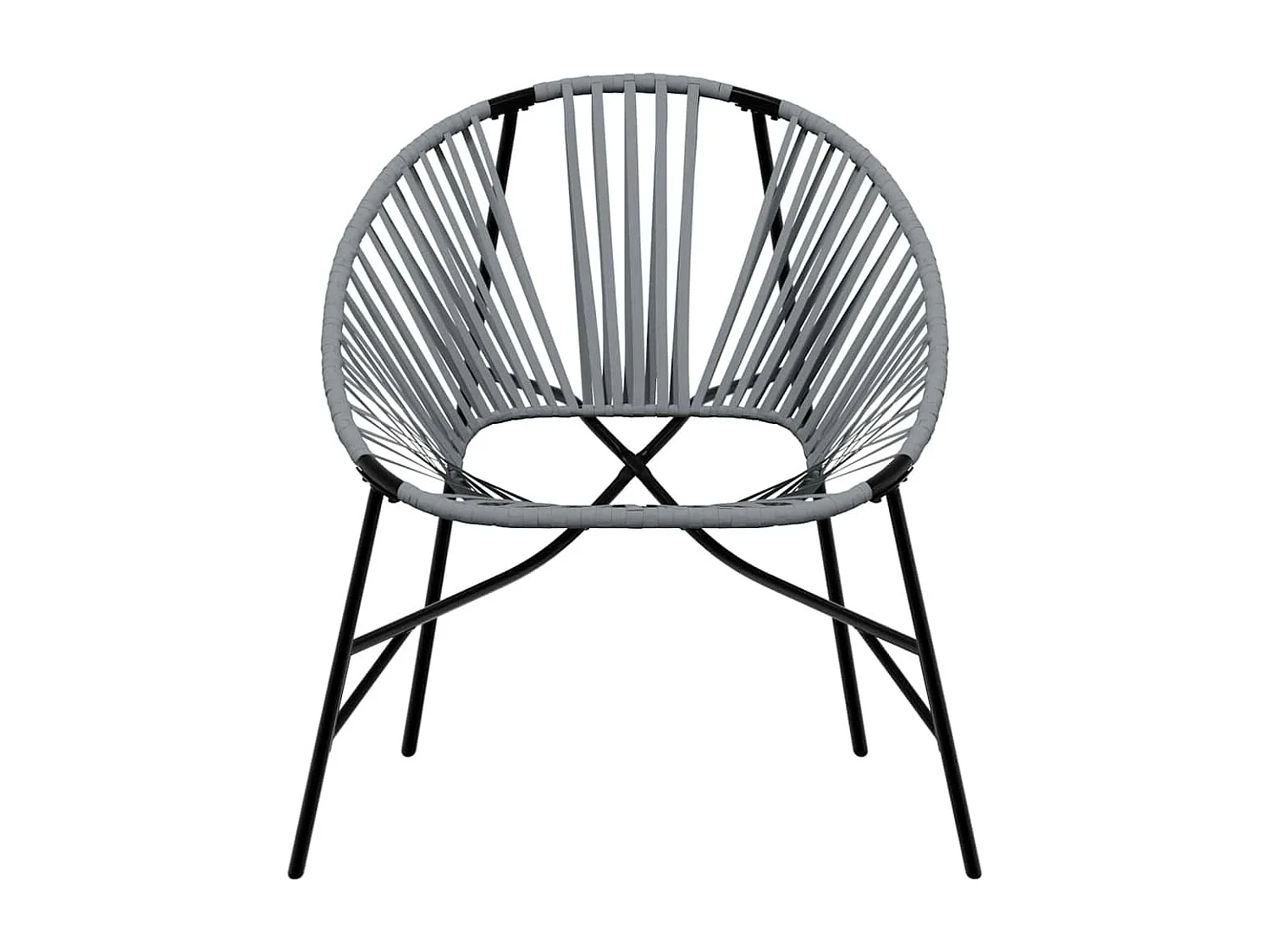Lot de 3 Chaise de jardin noir et gris clair résine tressée