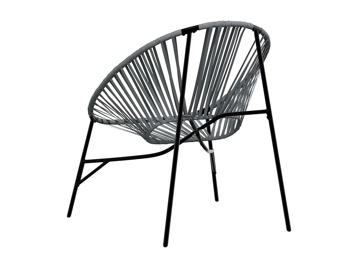 Lot de 3 Chaise de jardin noir et gris clair résine tressée