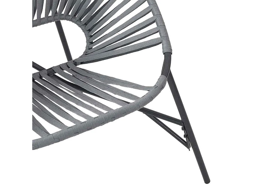 Lot de 3 Chaise de jardin noir et gris clair résine tressée