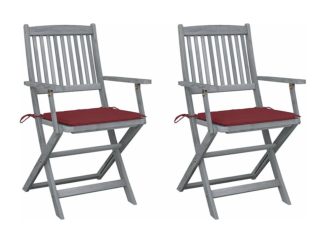 Sillas de jardín plegables 2 unidades cojines madera maciza acacia