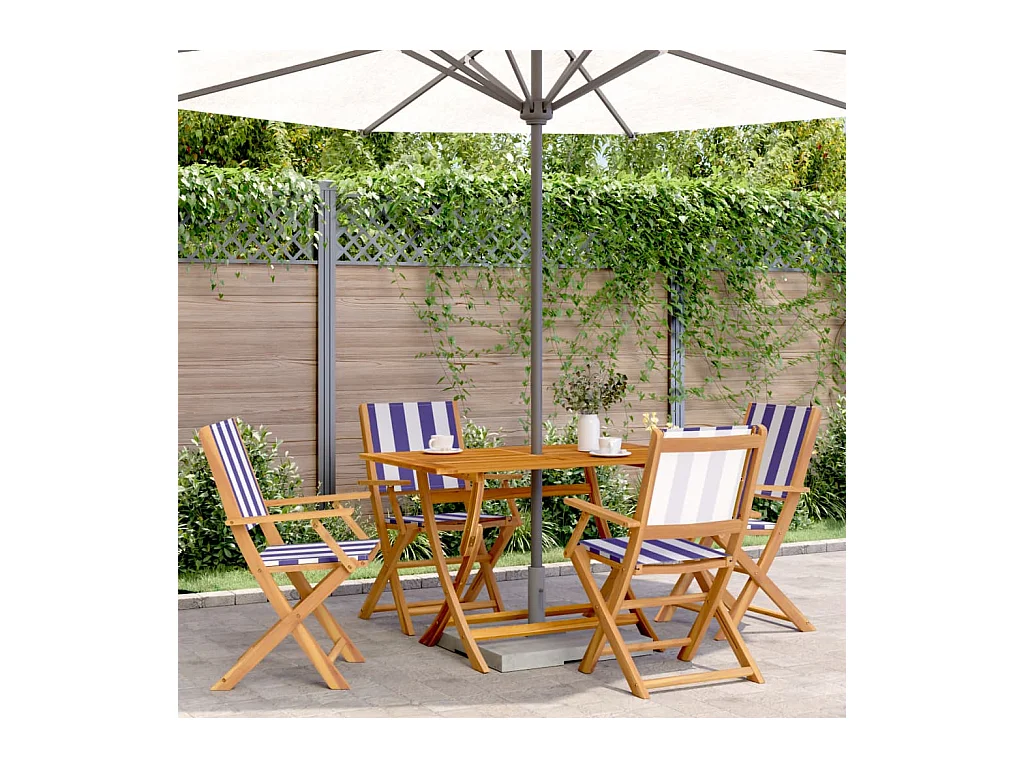 Chaises de jardin pliantes lot de 4 tissu et bois massif